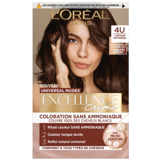 Coloration Universelle Nudes 4 Châtain Sans Ammoniaque Excellence L'OREAL PARIS