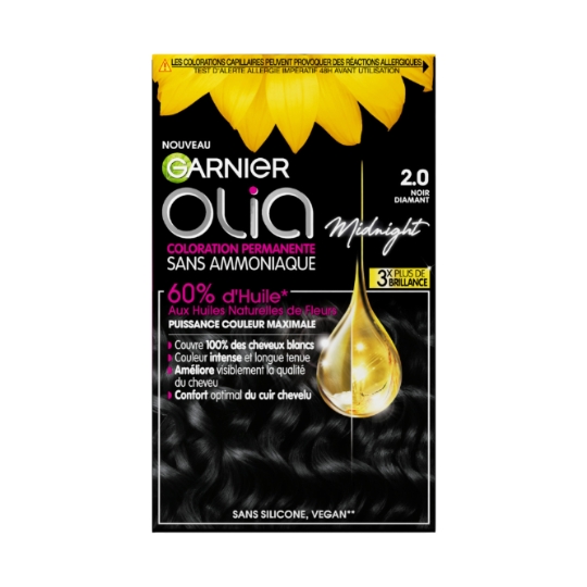 Coloration Permanente Sans Amoniaque 2.0 Noir Diamant Garnier Olia L'OREAL PARIS