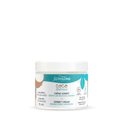 Crème cheveux Cheveux Secs et Texturés Définit les Boucles Nourrit à l'Eau et à l'Huile de Coco Bio Gamme Coco d'Amour ACTIVILONG