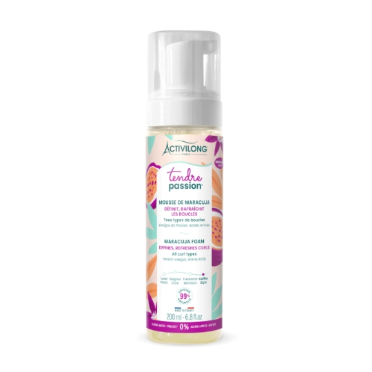 Mousse cheveux Tous Types de Boucles Définit Rafraîchit au Maracuja et Acides Aminés ACTIVILONG