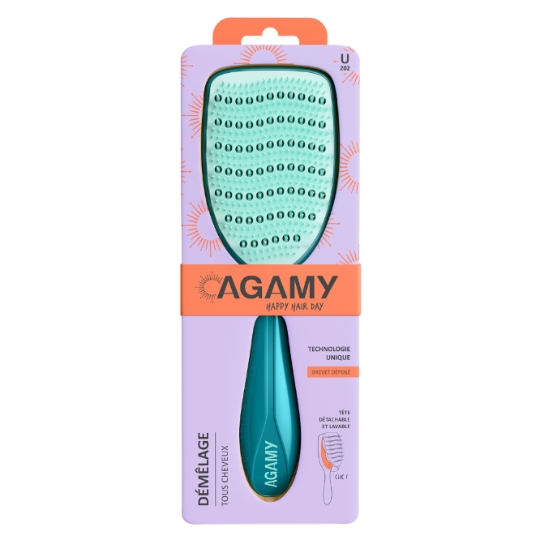 Brosse à Cheveux Démêlage Tous Cheveux Tête Détachable et Lavable Happy Hair Day AGAMY