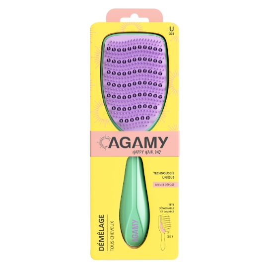 Brosse à Cheveux Démêlage Tous Cheveux Tête Détachable et Lavable Happy Hair Day AGAMY