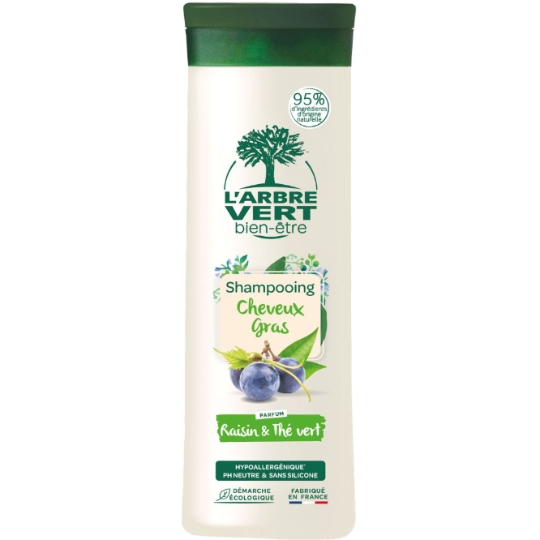 Shampoing Purifiant pour Cheveux gras Extraits de Raisin et Thé Vert ARBRE VERT