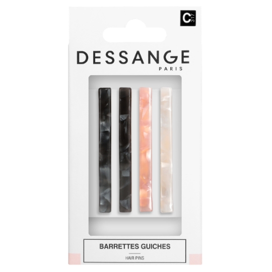 Barrette à Cheveux Guiches Noires Roses et Blanches DESSANGE
