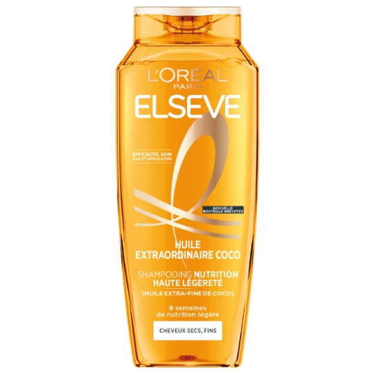 Shampoing Nourrissant pour Cheveux secs et fins Huile de coco ELSEVE