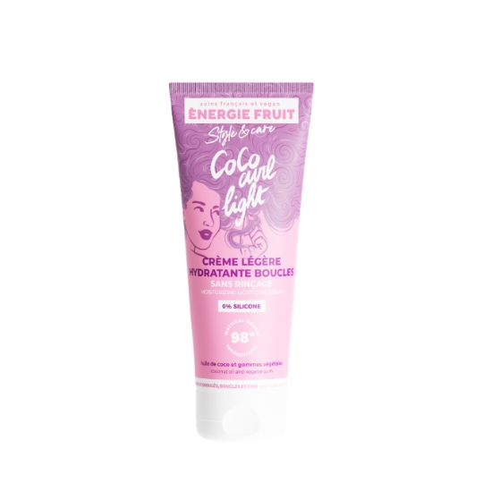 Crème Légère Hydratante Coco Curl Light Sans Silicone pour Cheveux Bouclés à l'Huil e de Coco et Gommes Végétales ENERGIE FRUIT