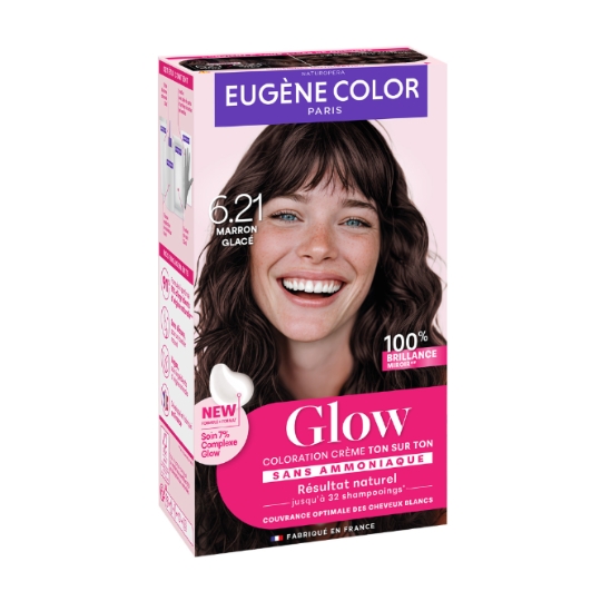 Coloration Permanente 6.21 Marron Glacé Sans Ammoniaque Glow EUGENE COLOR