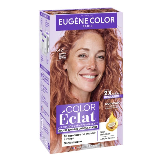 Coloration Cheveux Permanente Blond Clair Cuivré 7.42 Color Eclat EUGENE COLOR