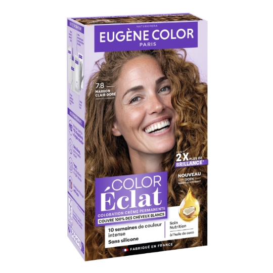 Coloration Cheveux Permanente 7.8 Marron Clair Doré Color Eclat EUGENE COLOR