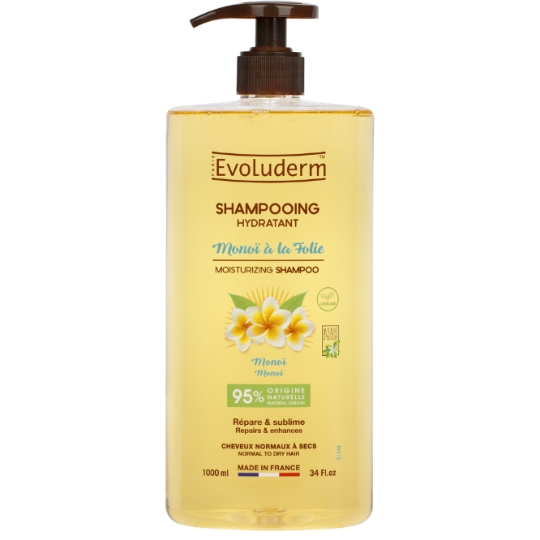 Shampoing Hydratant pour Cheveux normaux à secs Monoi à la Folie EVOLUDERM