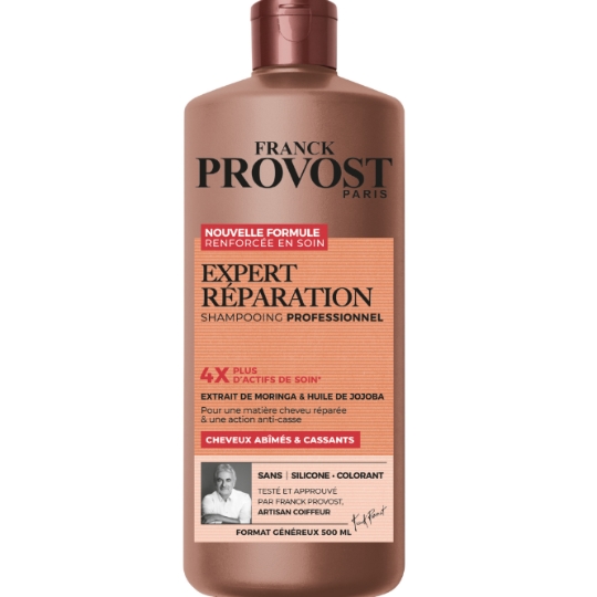 Shampoing Expert Réparation pour Cheveux abîmés et cassants Moringa et Huile de jojoba FRANCK PROVOST