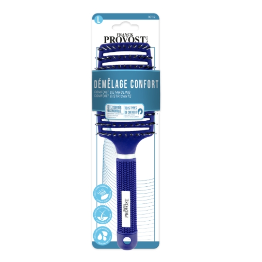 Brosse à Cheveux Démêlage Confort Tête Courbée Ergonomique pour Tous Types de Cheveux FRANCK PROVOST