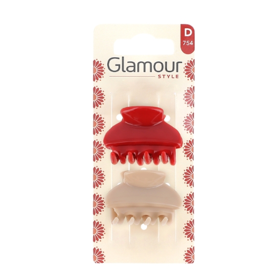 Pinces à Cheveux Beige et Rouge GLAMOUR PARIS