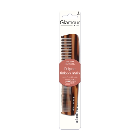 Peigne à Cheveux Finition Main Double Largeur pour Tous Types de Cheveux GLAMOUR PARIS