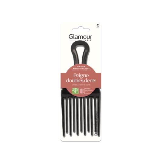 Peigne à Cheveux Doubles Dents pour Cheveux Bouclés et Texturés GLAMOUR PARIS