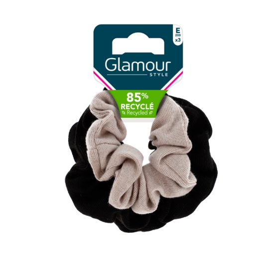 Chouchou à Cheveux Torsadé Noir et Gris GLAMOUR STYLE