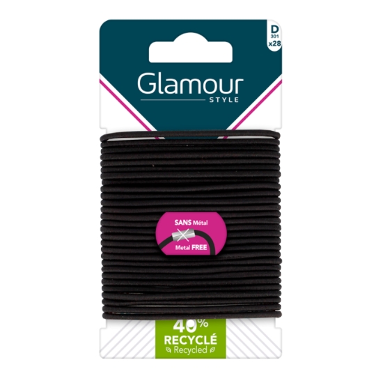 Elastiques à Cheveux Fin Noir GLAMOUR STYLE