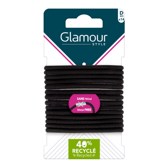 Elastiques à Cheveux Semi-Epais Noir GLAMOUR STYLE