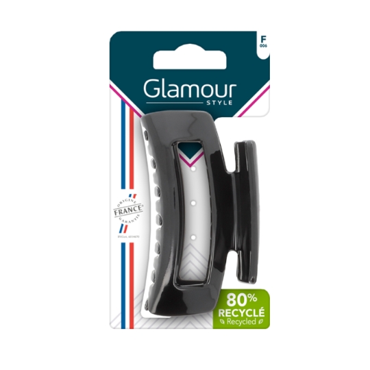 Pince à Cheveux à Cheveux Rectangulaire Évidée Noire Recyclée GLAMOUR STYLE