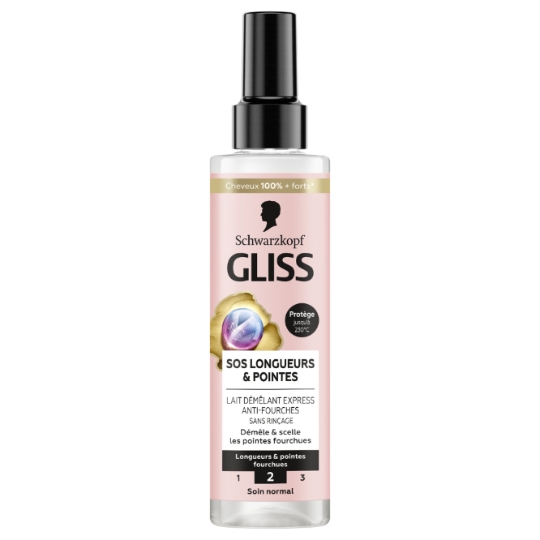 Après-Shampoing Réparateur Anti-fourches pour Cheveux longs et pointes abîmées Gliss GLISS