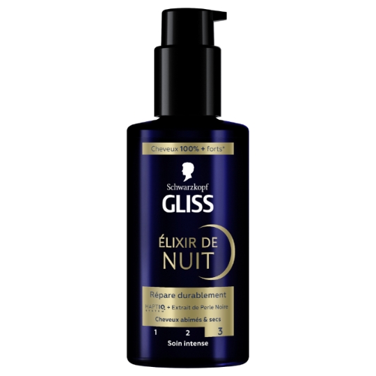 Soin cheveux Elixir de Nuit Répare Durablement Cheveux Secs Abîmés Gliss GLISS