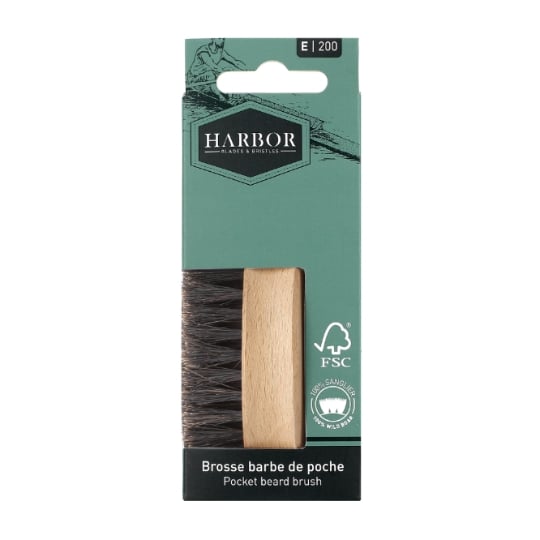 Brosse à Barbe de Poche Bois 100% Poils de Sanglier HARBOR