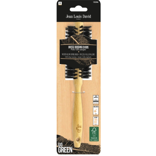 Brosse à Cheveux Brushing en Bois Poils 100% Sanglier Go Green JEAN LOUIS DAVID