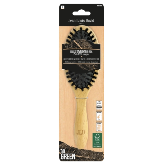 Brosse à Cheveux Démêlante en Bois Poils 100% Sanglier Go Green JEAN LOUIS DAVID