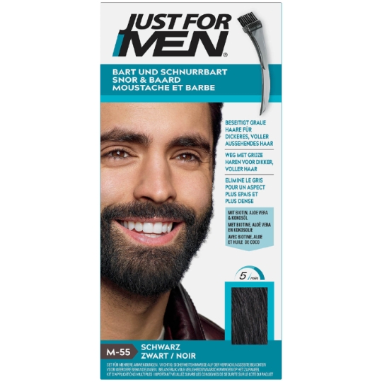 Coloration Moustache et Barbe Homme Noir Real Black M-55 JUST FOR MEN