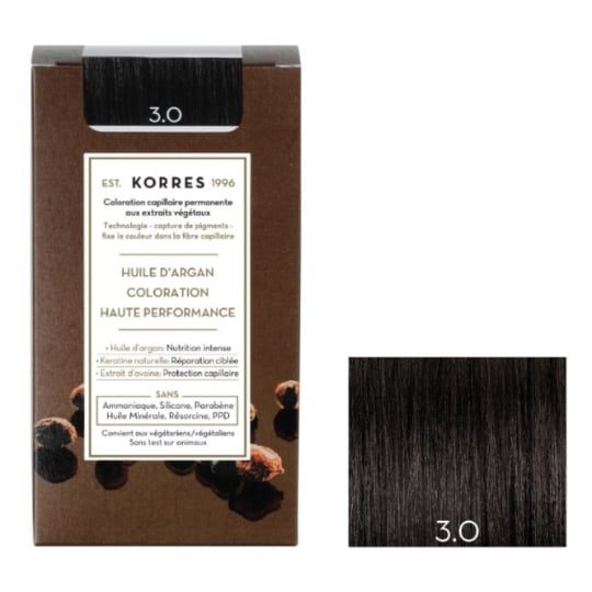 Coloration Permanente 3.0 Châtain Foncé Naturel Huile d'Argan KORRES