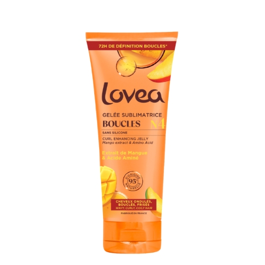 Gelée Capillaire Sublimatrice pour Cheveux Bouclés Ondulés Frisés Sans Silicone Mangue et Acide Aminé LOVEA