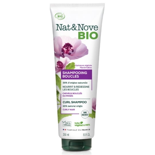 Shampoing Bio Nourrissant pour Cheveux bouclés ou frisés Guimauve végétale Vegan NAT&NOVE BIO