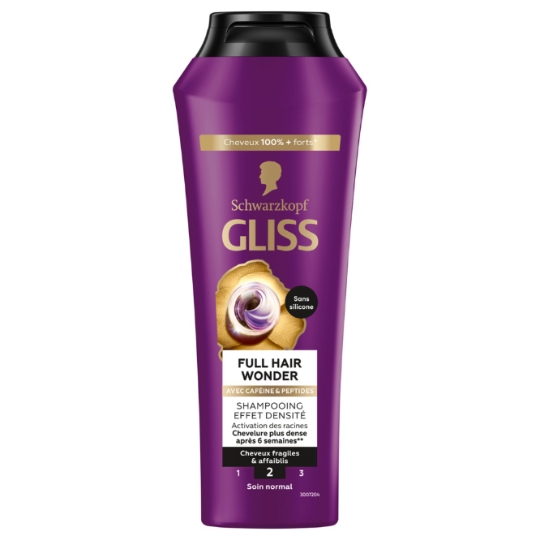 Shampoing Effet Densité Full Hair Wonder Cheveux Fragiles et Affaiblis Gliss SCHWARZKOPF