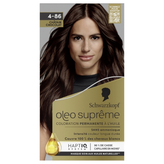 Coloration Permanente Cheveux 4-86 Châtain Chocolat Sans Amoniaque Oléo Suprême SCHWARZKOPF