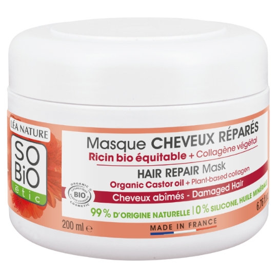 Masque Cheveux Réparés Ricin Bio Equitable + Collagène Végétal SO BIO ETIC