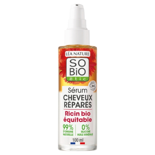 Soin Fortifiant avec de l'huile de ricin BIO Sérum Biphasé Cheveux Réparés SO BIO ETIC