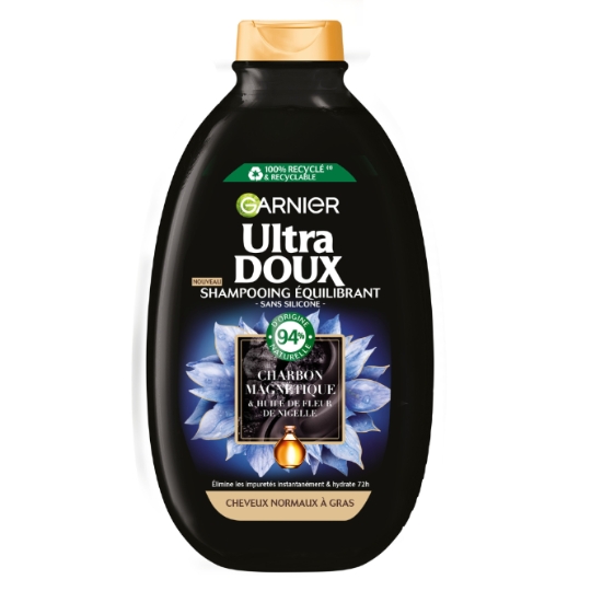Shampoing Équilibrant pour Cheveux normaux à gras Charbon magnétique & huile de fleur de nigelle ULTRA DOUX