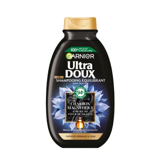 Shampoing Équilibrant pour Cheveux normaux à gras Charbon magnétique & huile de fleur de nigelle ULTRA DOUX