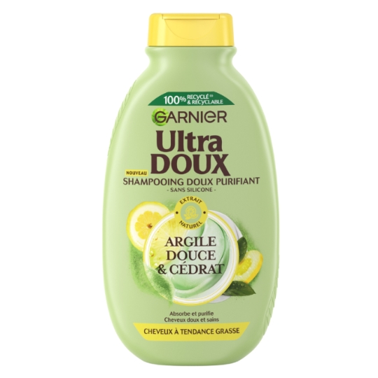 Shampoing Doux purifiant pour Cheveux à tendance grasse Argile douce & Cédrat ULTRA DOUX
