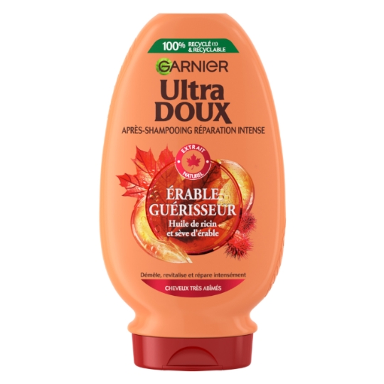 Après-Shampoing Réparation intense pour Cheveux très abîmés Huile de ricin et Sève d'érable ULTRA DOUX