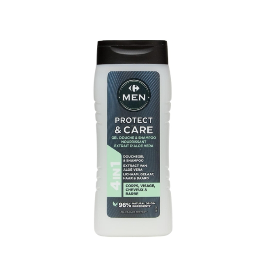 Gel douche et shampooing nourrissant, 4 en 1 et 96% d'ingrédients d'origine naturelle CARREFOUR