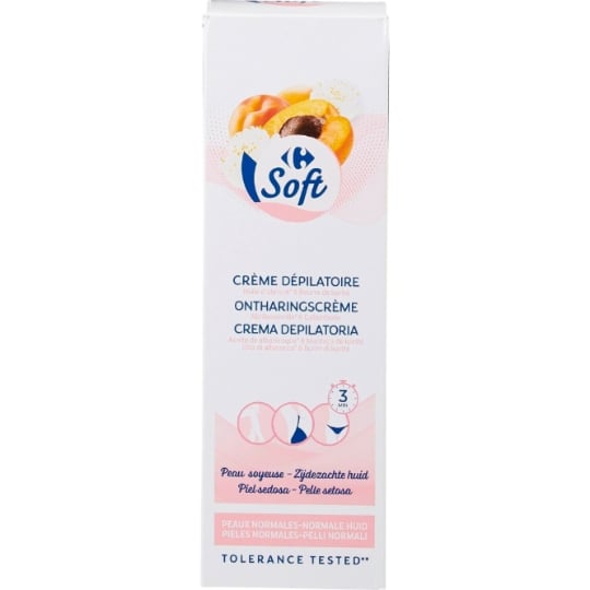 Crème Dépilatoire Peau Normale Huile d'Abricot et Beurre de Karité Aisselles Maillot Jambes CARREFOUR SOFT
