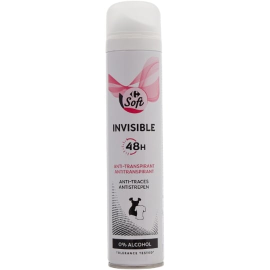Déodorant spray Anti-transpirant 48h Invisible CARREFOUR SOFT