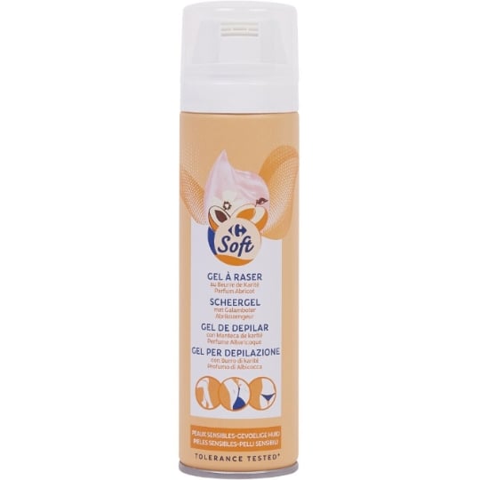 Gel à Raser Femme Beurre de Karité Parfum Abricot CARREFOUR SOFT