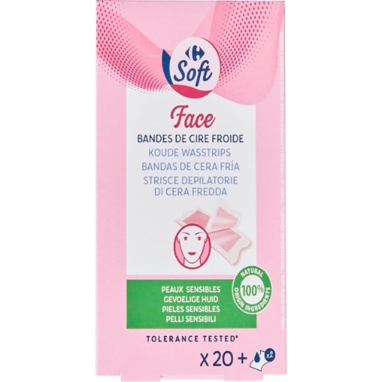 Bandes de cire Froide Visage Peau Normale et Sensible CARREFOUR SOFT