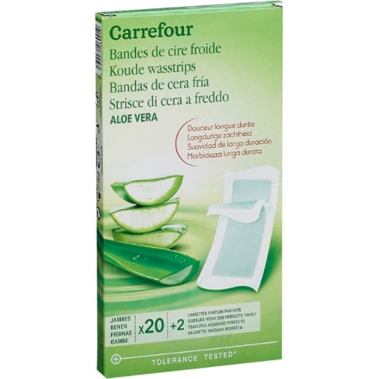 Bandes de cire Froide Jambes Aloe Vera CARREFOUR SOFT