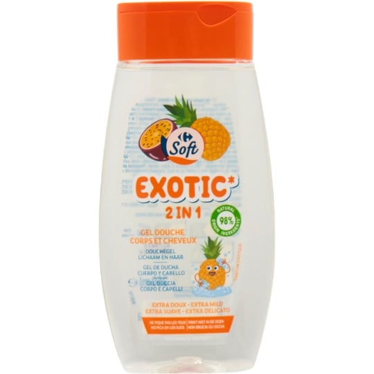Gel douche Enfant Corps et Cheveux Exotique CARREFOUR SOFT