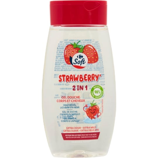 Gel douche Enfant Corps et Cheveux Fraise CARREFOUR SOFT