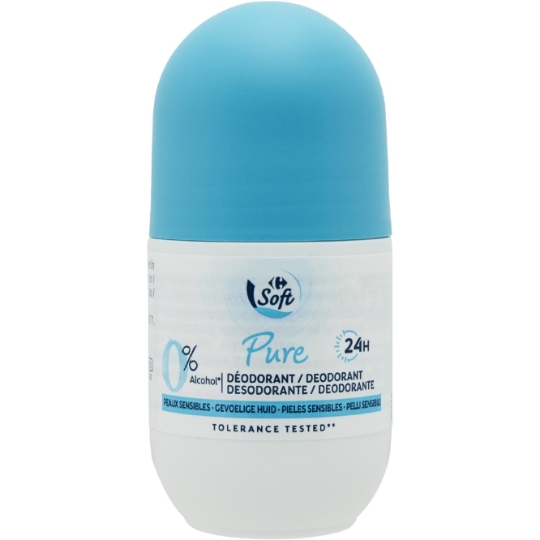Déodorant Bille Pure Peaux sensibles Efficacité 24h CARREFOUR SOFT