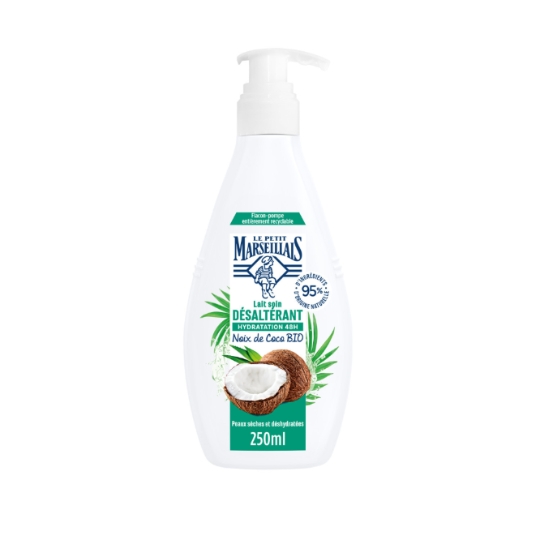 Lait Corps Peau Déshydratée Hydratation 48h Noix de Coco Bio LE PETIT MARSEILLAIS